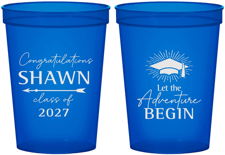 Custom Graduation 16 oz Translucent Cups - Class Of 2027 Adventure Begin | 130048