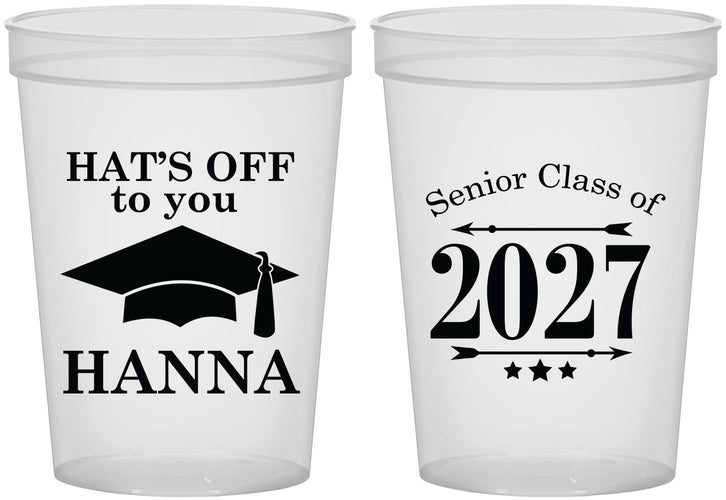 Custom Graduation 16 oz Translucent Cups - Class Of 2027 Hats Off | 130049