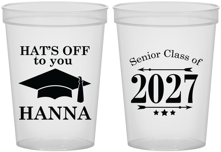 Custom Graduation 16 oz Translucent Cups - Class Of 2027 Hats Off | 130049