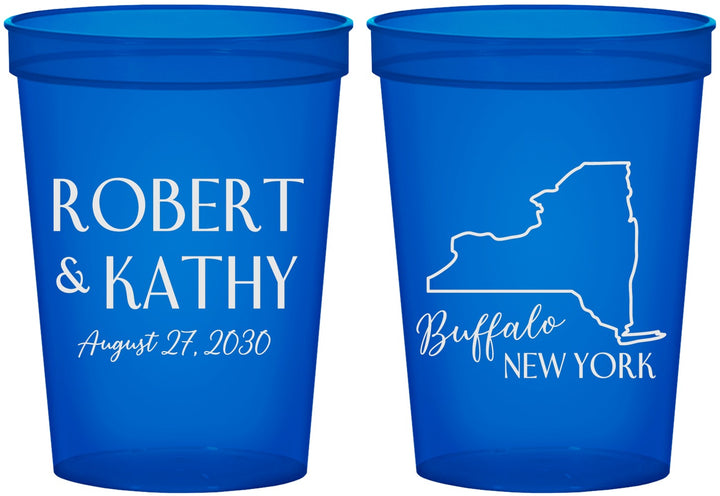 Custom Wedding 16 oz Translucent Cups - New York | 131