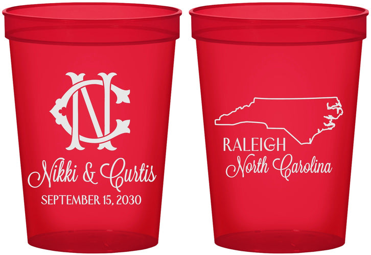 Custom Wedding 16 oz Translucent Cups - North Carolina | 132