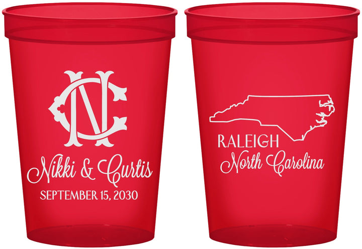 Custom Wedding 16 oz Translucent Cups - North Carolina | 132