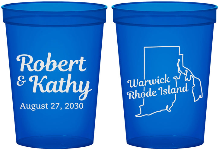 Custom Wedding 16 oz Translucent Cups - Rhode Island | 138