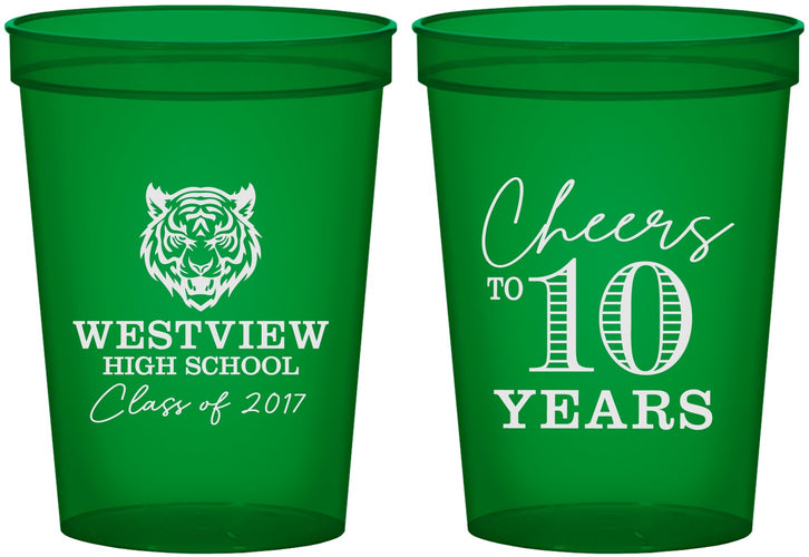 Custom Class Reunion 16 oz Translucent Cups - Class Of 2017 10 Year | 140005