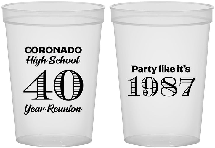 Custom Class Reunion 16 oz Translucent Cups - Class Of 1987 40 Year | 140008