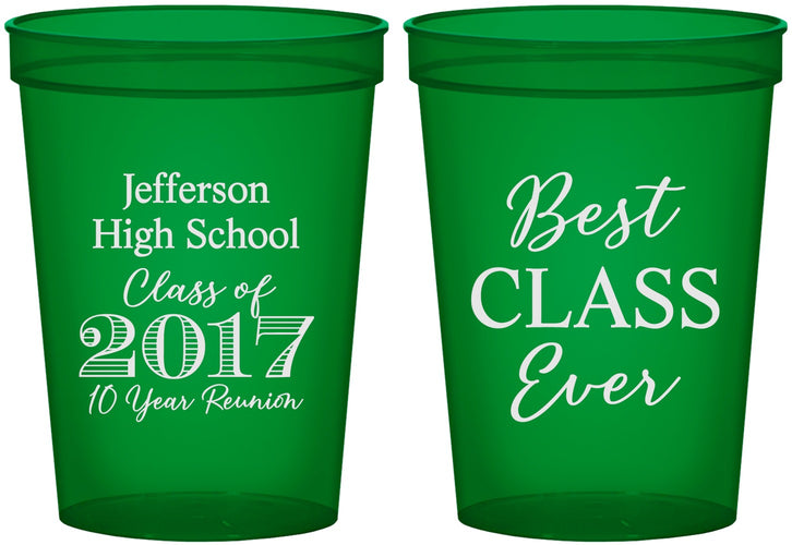Custom Class Reunion 16 oz Translucent Cups - Class Of 2017 10 Year | 140025