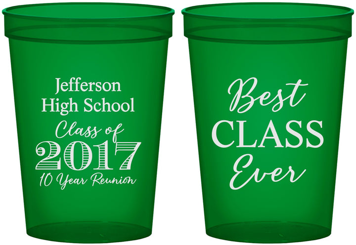 Custom Class Reunion 16 oz Translucent Cups - Class Of 2017 10 Year | 140025