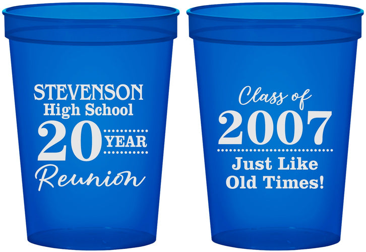 Custom Class Reunion 16 oz Translucent Cups - Class Of 2007 20 Year | 140026