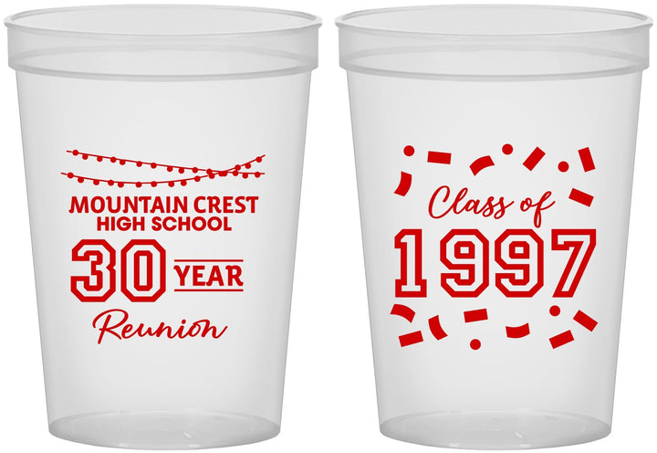 Custom Class Reunion 16 oz Translucent Cups - Class Of 1997 30 Year | 140027