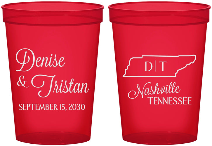 Custom Wedding 16 oz Translucent Cups - Tennessee | 141