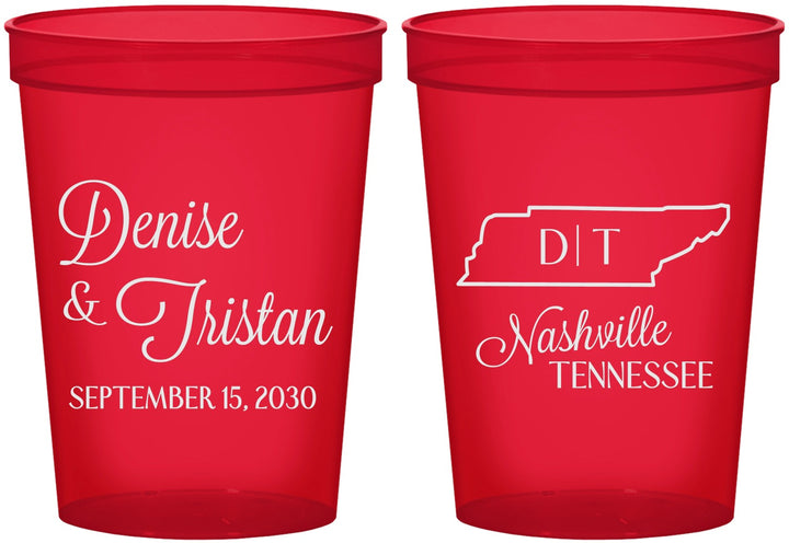 Custom Wedding 16 oz Translucent Cups - Tennessee | 141