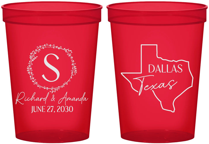 Custom Wedding 16 oz Translucent Cups - Texas | 142