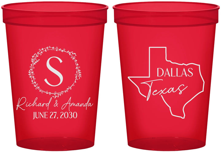 Custom Wedding 16 oz Translucent Cups - Texas | 142
