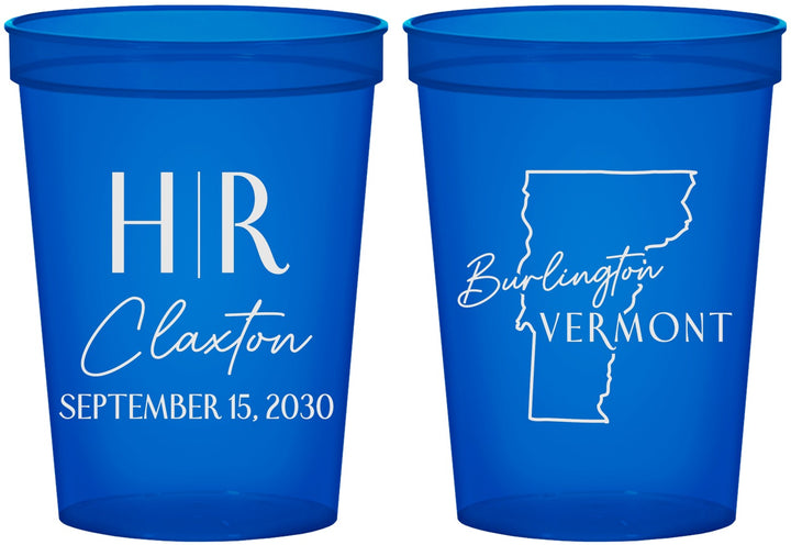 Custom Wedding 16 oz Translucent Cups - Vermont | 144