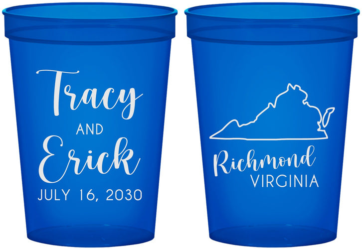 Custom Wedding 16 oz Translucent Cups - Virginia | 145