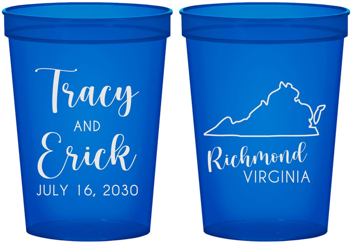 Custom Wedding 16 oz Translucent Cups - Virginia | 145
