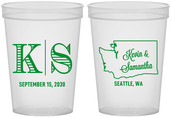 Custom Wedding 16 oz Translucent Cups - Washington | 146