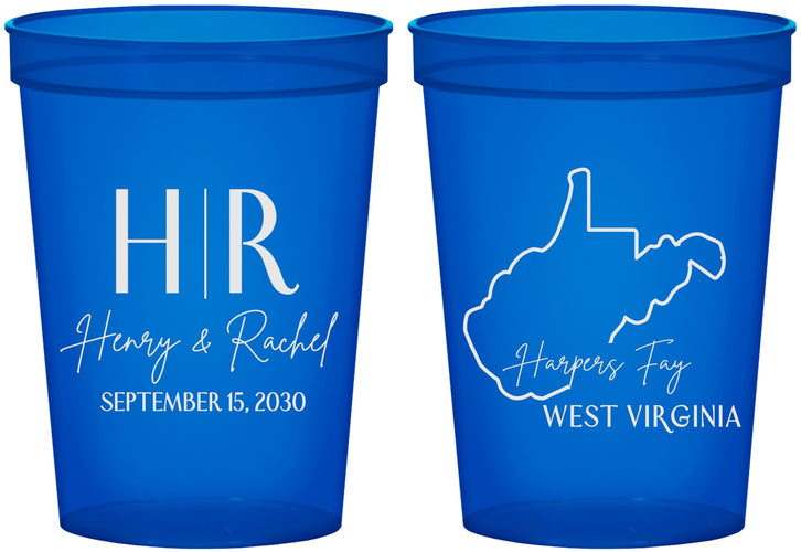 Custom Wedding 16 oz Translucent Cups - West Virginia | 147