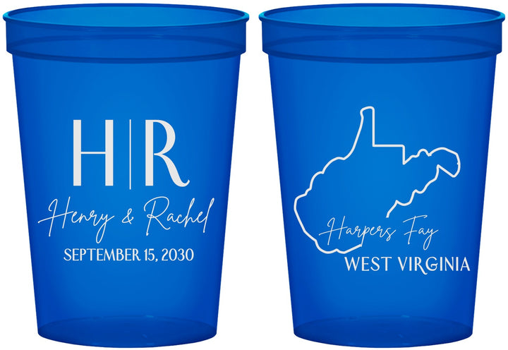 Custom Wedding 16 oz Translucent Cups - West Virginia | 147
