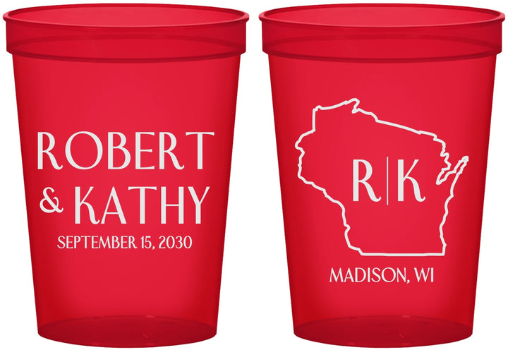 Custom Wedding 16 oz Translucent Cups - Wisconsin | 148