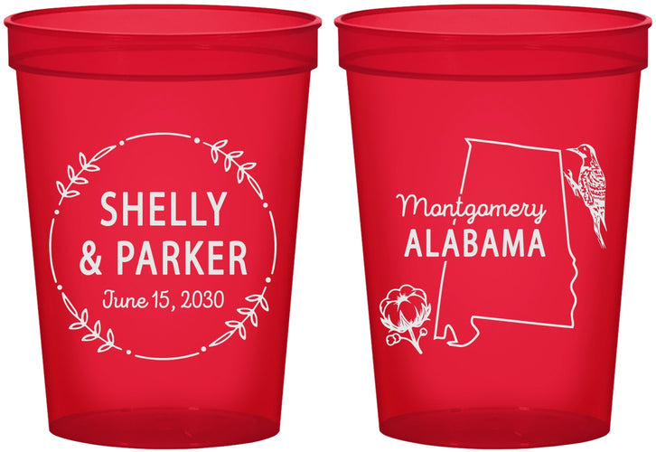 Custom Wedding 16 oz Translucent Cups - Alabama | 150