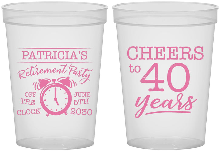 Custom Retirement 16 oz Translucent Cups - Off The Clock | 150000