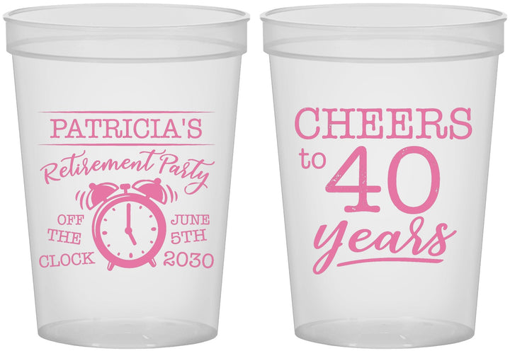 Custom Retirement 16 oz Translucent Cups - Off The Clock | 150000