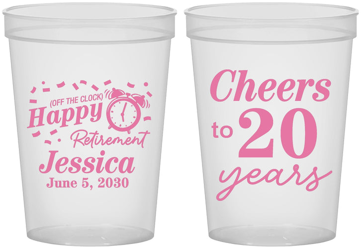 Custom Retirement 16 oz Translucent Cups - Off The Clock | 150001