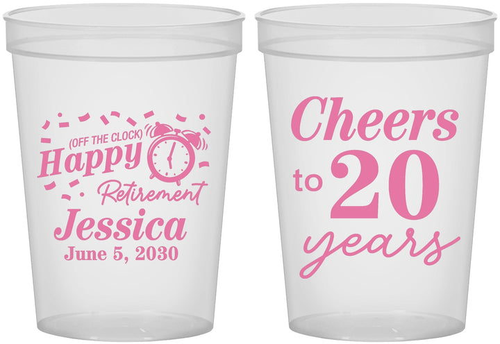 Custom Retirement 16 oz Translucent Cups - Off The Clock | 150001
