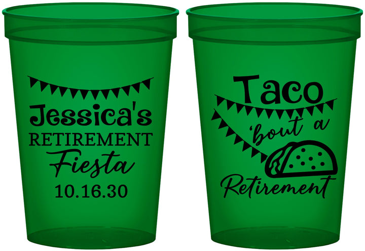 Custom Retirement 16 oz Translucent Cups - Taco Bout A Retirement | 150002