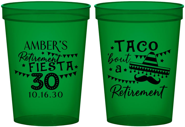 Custom Retirement 16 oz Translucent Cups - Taco Bout A Retirement | 150003