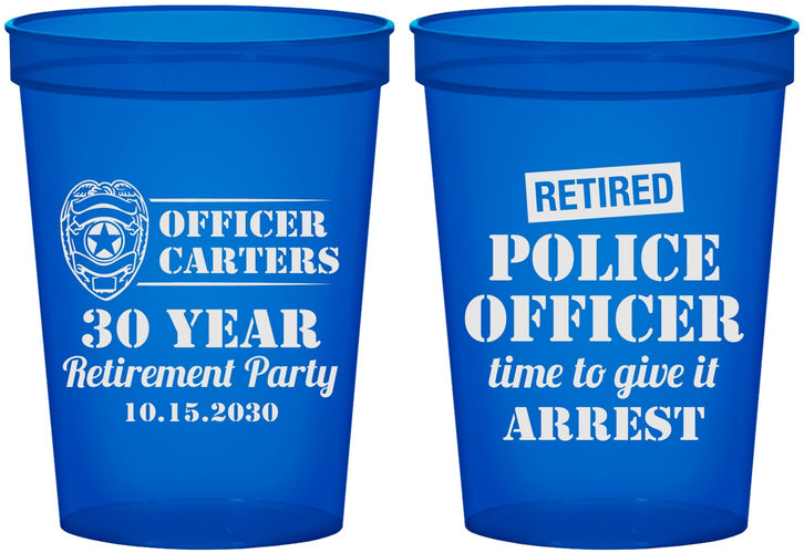 Custom Retirement 16 oz Translucent Cups - Police Officer | 150010