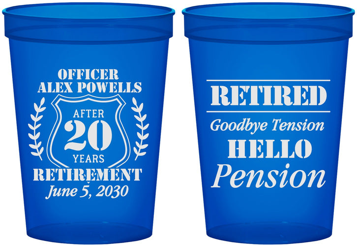 Custom Retirement 16 oz Translucent Cups - Police Officer | 150011
