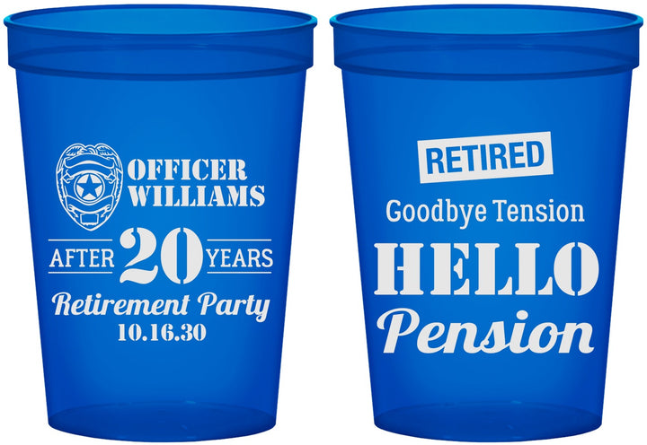 Custom Retirement 16 oz Translucent Cups - Police Officer | 150013