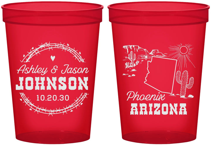 Custom Wedding 16 oz Translucent Cups - Arizona | 152