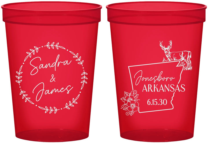Custom Wedding 16 oz Translucent Cups - Arkansas | 153