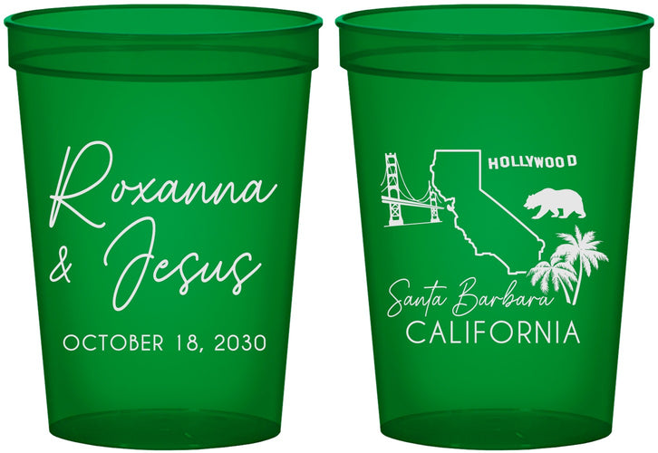 Custom Wedding 16 oz Translucent Cups - California | 154
