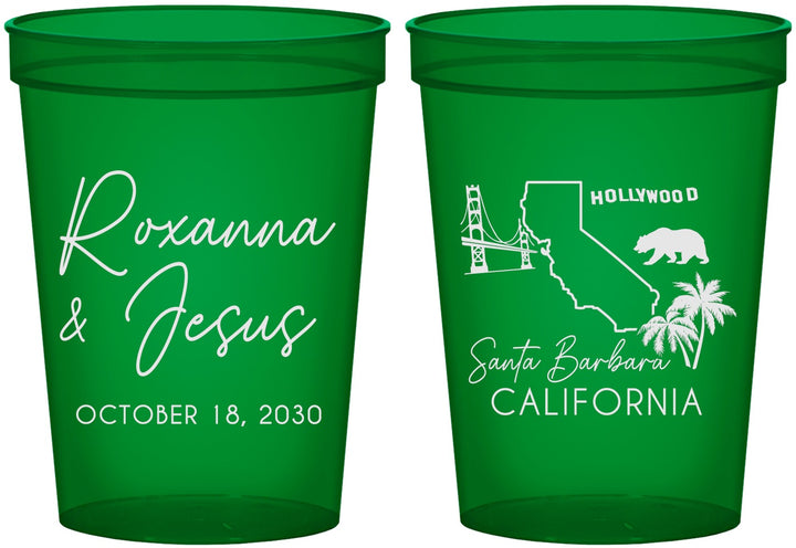Custom Wedding 16 oz Translucent Cups - California | 154