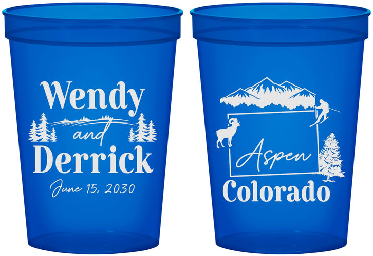 Custom Wedding 16 oz Translucent Cups - Colorado | 155