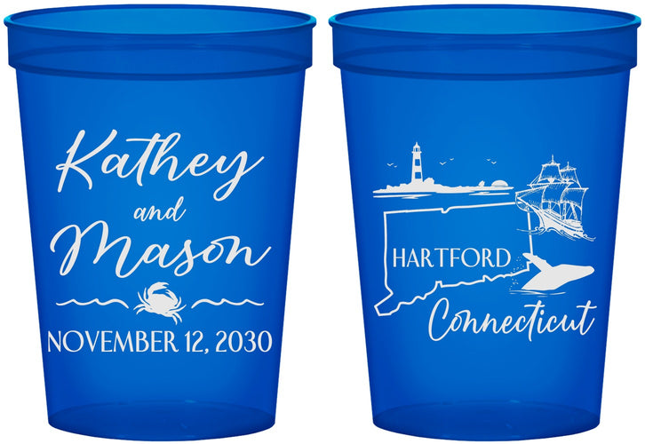 Custom Wedding 16 oz Translucent Cups - Connecticut | 156