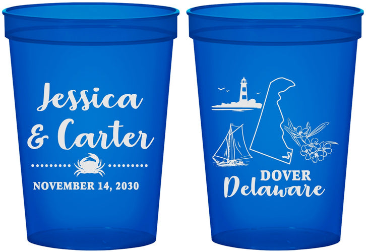 Custom Wedding 16 oz Translucent Cups - Delaware | 157