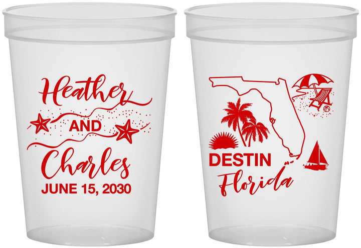 Custom Wedding 16 oz Translucent Cups - Florida | 158