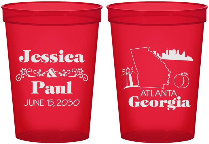 Custom Wedding 16 oz Translucent Cups - Georgia | 159