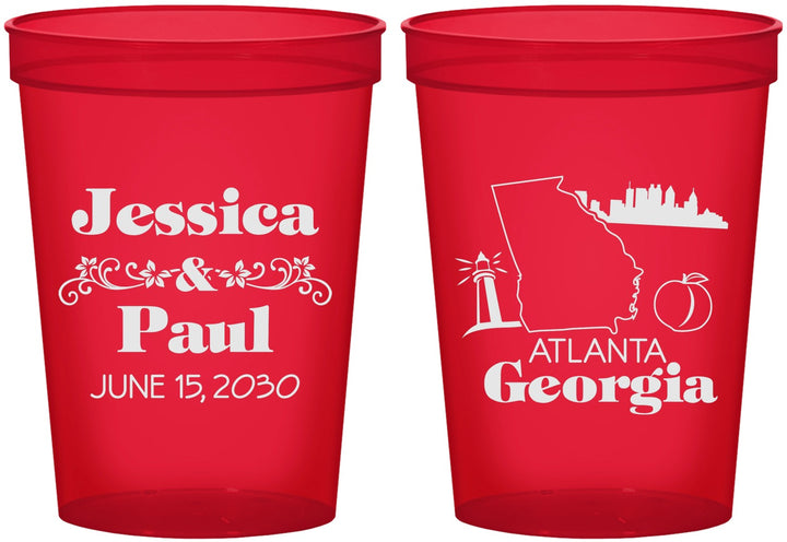 Custom Wedding 16 oz Translucent Cups - Georgia | 159