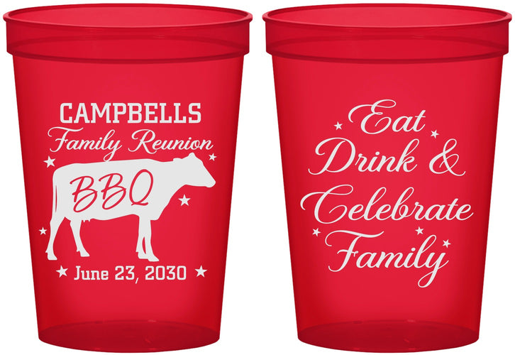 Custom Family Reunion 16 oz Translucent Cups - Bbq Eat Drink | 160004