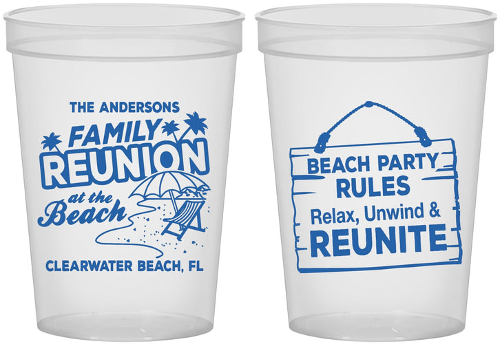 Custom Family Reunion 16 oz Translucent Cups - Beach Reunite | 160011