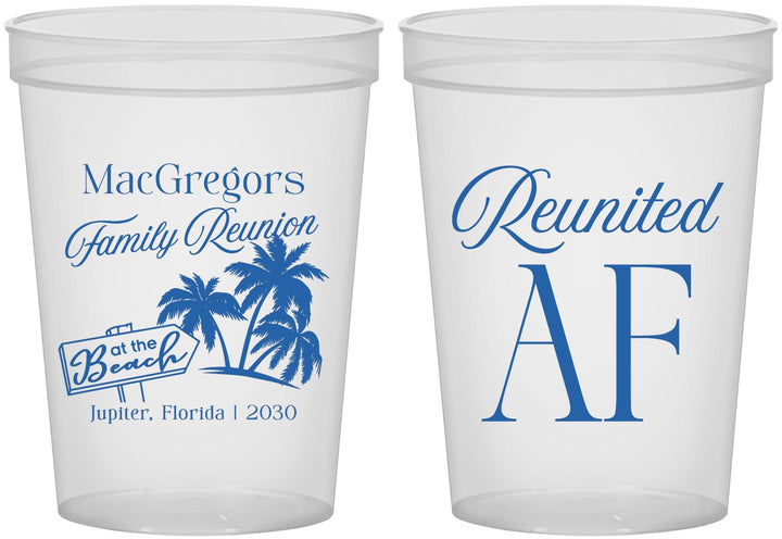 Custom Family Reunion 16 oz Translucent Cups - Beach Reunited Af | 160012