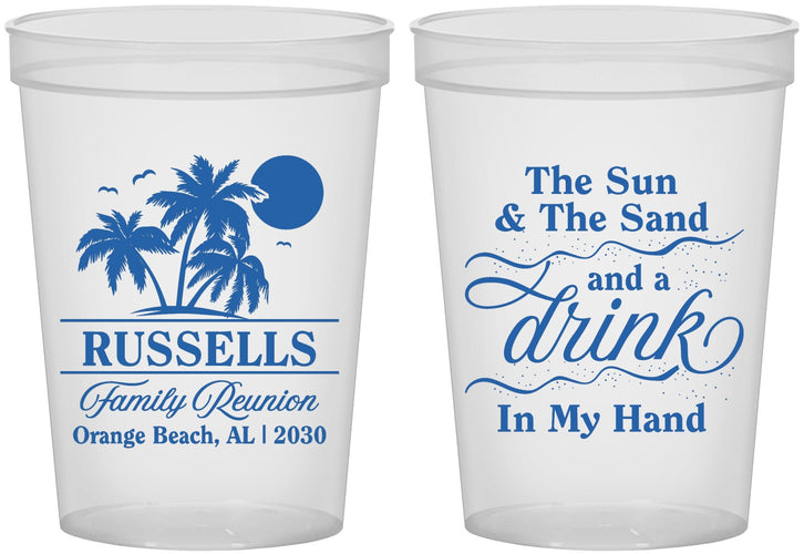 Custom Family Reunion 16 oz Translucent Cups - Sun Sand Drink Beach | 160015