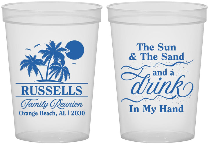 Custom Family Reunion 16 oz Translucent Cups - Sun Sand Drink Beach | 160015