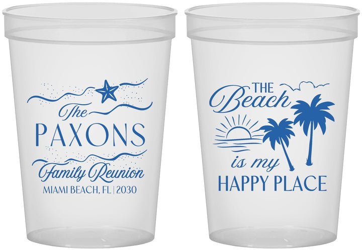 Custom Family Reunion 16 oz Translucent Cups - Beach Is My Happy Place | 160016